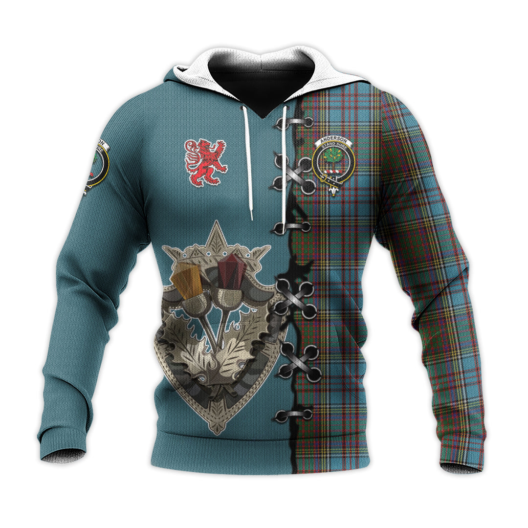 Anderson Tartan Hoodie - Lion Rampant And Celtic Thistle Style