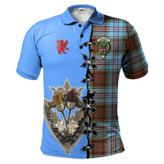 Anderson Ancient Tartan Polo Shirt - Lion Rampant And Celtic Thistle Style