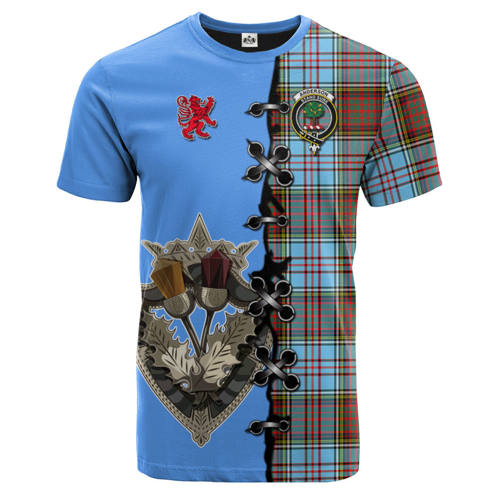 Anderson Ancient Tartan T-shirt - Lion Rampant And Celtic Thistle Style