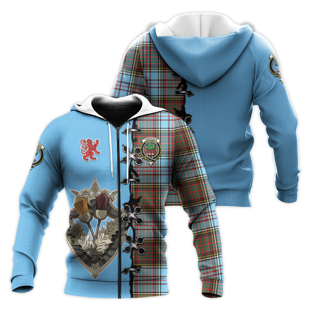 Anderson Ancient Tartan Hoodie - Lion Rampant And Celtic Thistle Style