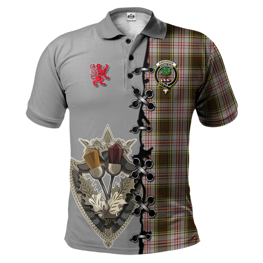 Anderson Dress Tartan Polo Shirt - Lion Rampant And Celtic Thistle Style