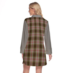 Anderson Dress Tartan Women's Lapel Shirt Dress With Long Sleeve