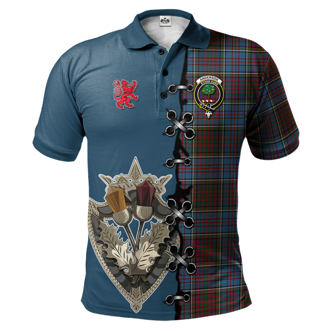 Anderson Highland Society of London Tartan Polo Shirt - Lion Rampant And Celtic Thistle Style