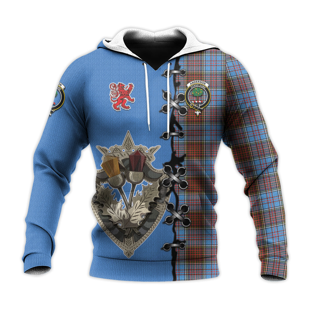 Anderson Modern Tartan Hoodie - Lion Rampant And Celtic Thistle Style