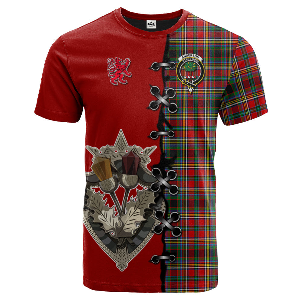 Anderson of Arbrake Tartan T-shirt - Lion Rampant And Celtic Thistle Style