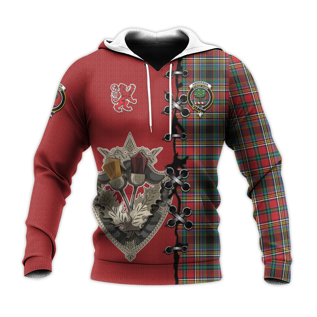 Anderson of Arbrake Tartan Hoodie - Lion Rampant And Celtic Thistle Style