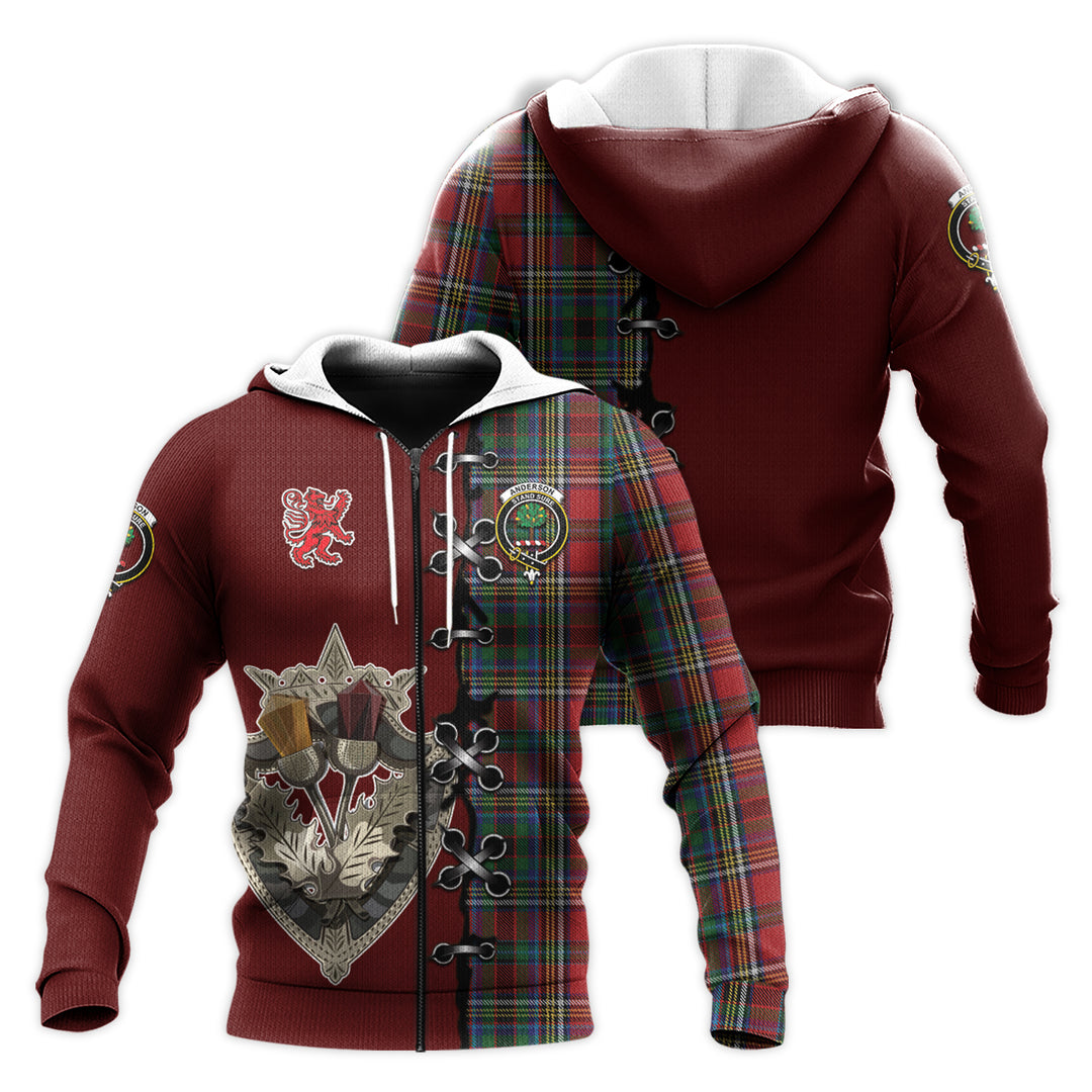 Anderson of Ardbrake Tartan Hoodie - Lion Rampant And Celtic Thistle Style