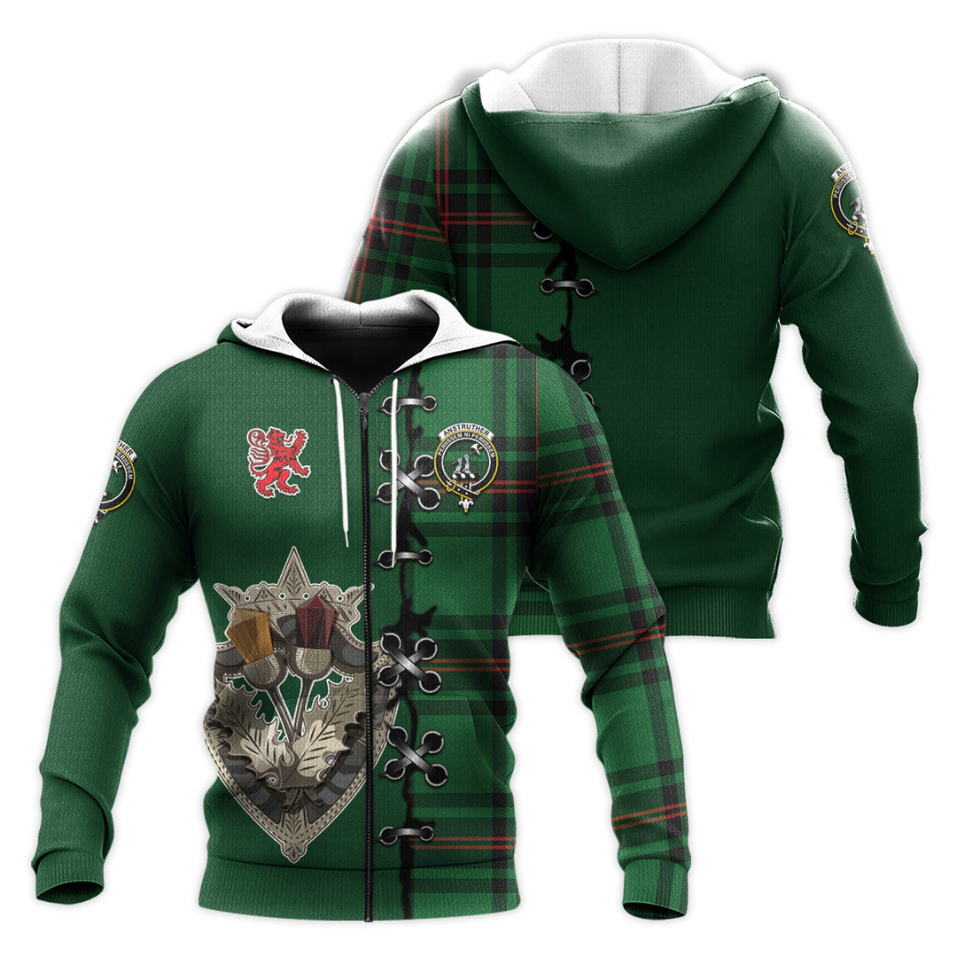 Anstruther Tartan Hoodie - Lion Rampant And Celtic Thistle Style