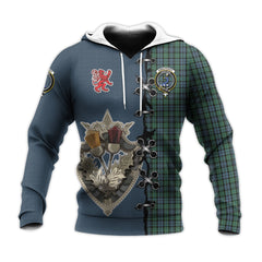 Arbuthnot Tartan Hoodie - Lion Rampant And Celtic Thistle Style