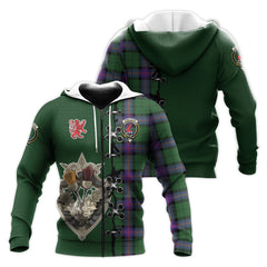 Armstrong Modern Tartan Hoodie - Lion Rampant And Celtic Thistle Style