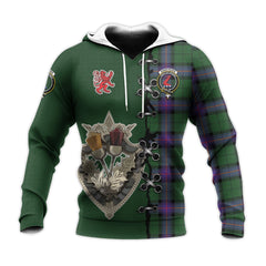 Armstrong Modern Tartan Hoodie - Lion Rampant And Celtic Thistle Style