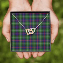 Sutherland Modern Tartan Interlocking Hearts Necklace