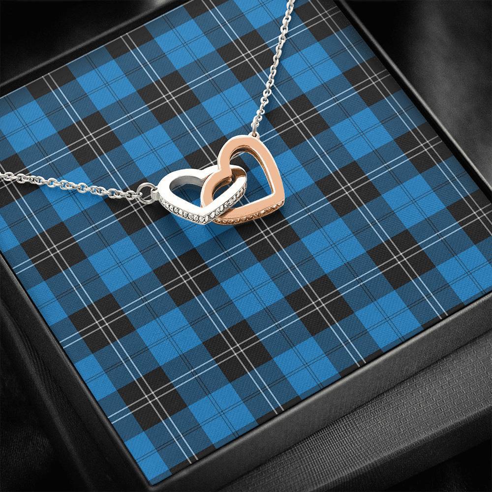 Ramsay Blue Ancient Tartan Interlocking Hearts Necklace