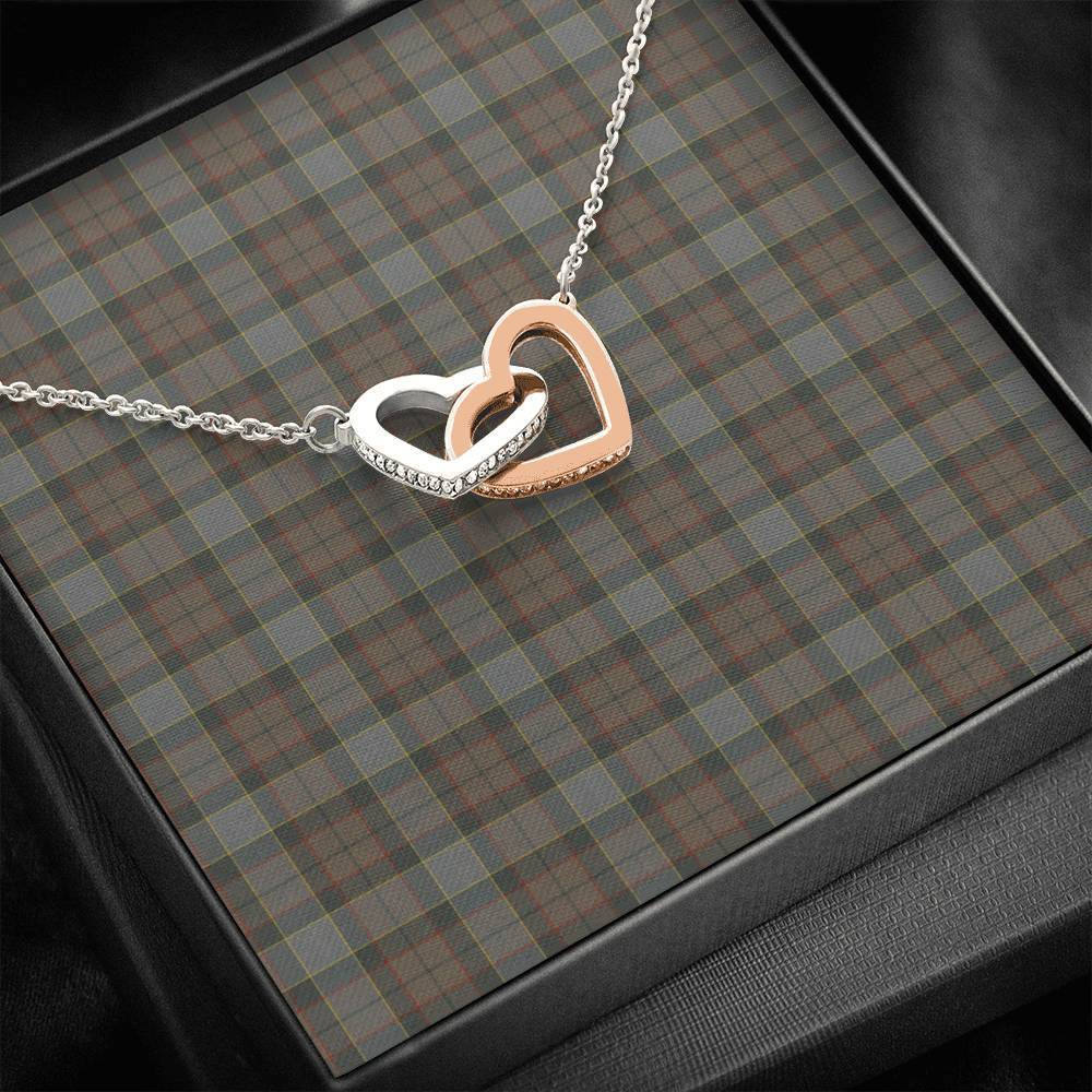 Outlander Fraser Tartan Interlocking Hearts Necklace