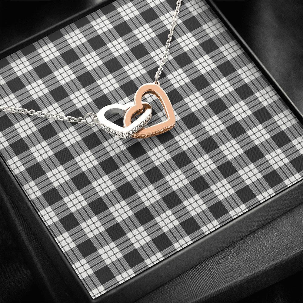 MacFarlane Black & White Ancient Tartan Interlocking Hearts Necklace