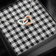 MacFarlane Black & White Tartan Interlocking Hearts Necklace