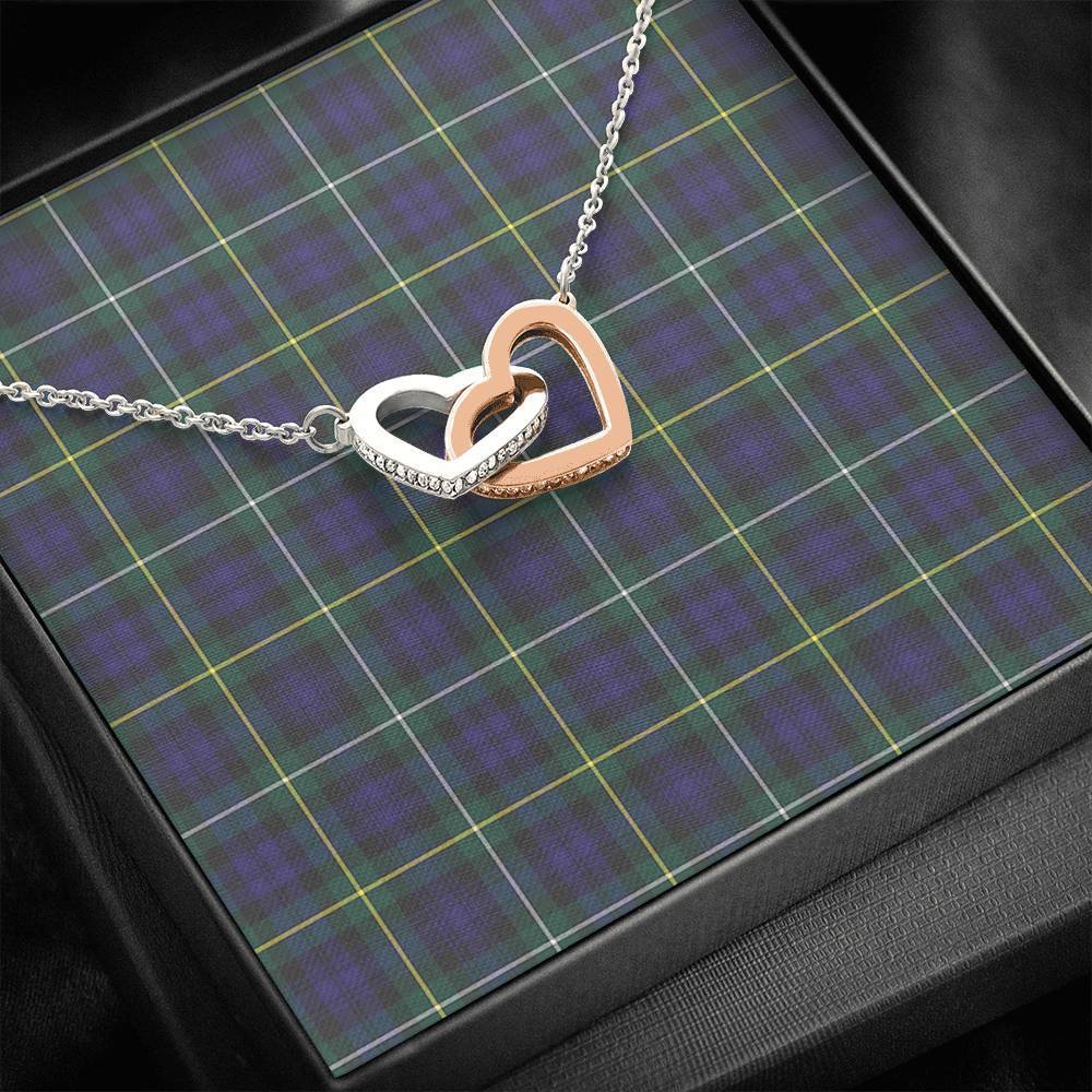 Campbell Argyll Modern Tartan Interlocking Hearts Necklace