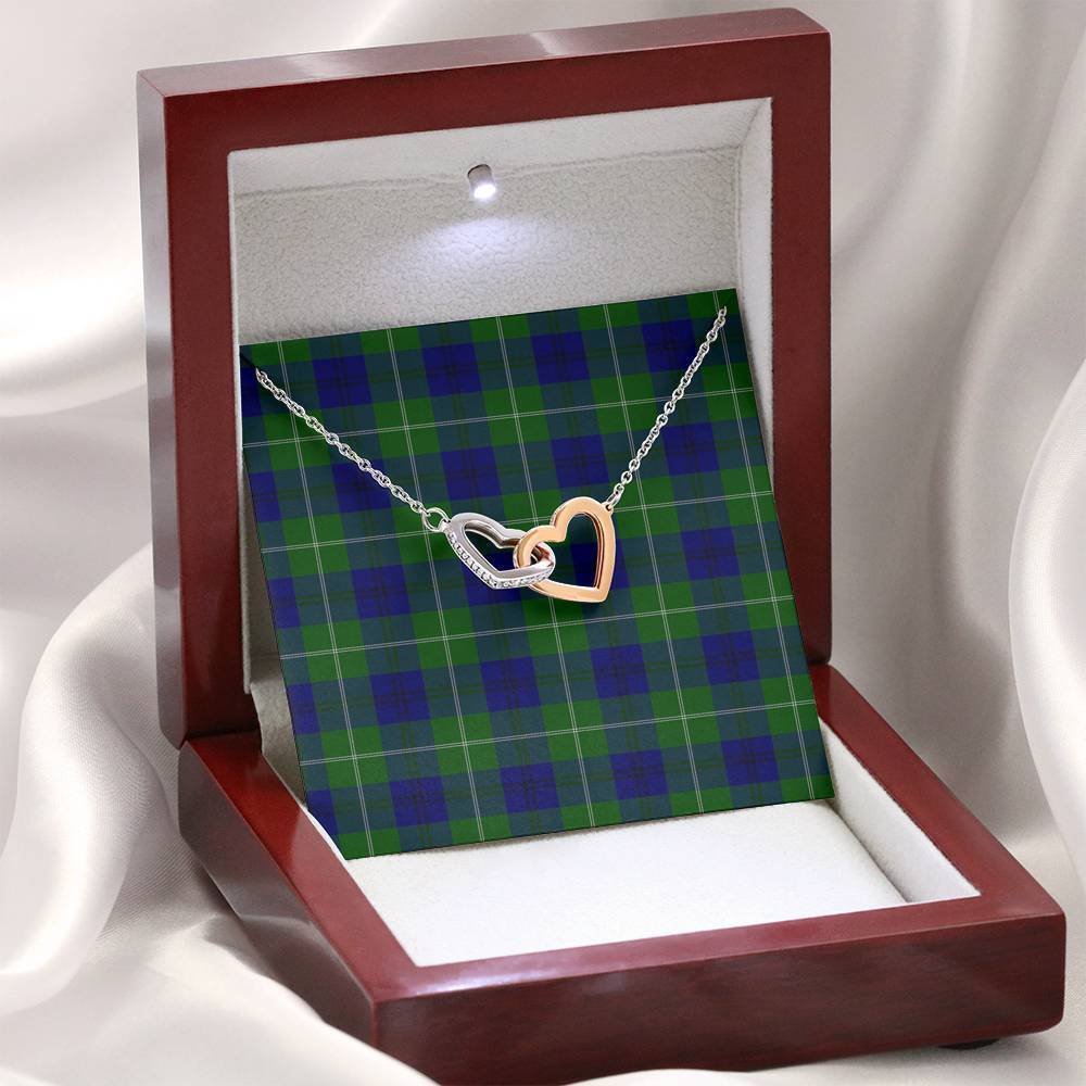 Oliphant Modern Tartan Interlocking Hearts Necklace