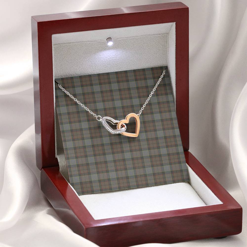 Outlander Fraser Tartan Interlocking Hearts Necklace