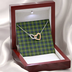 Reid Green Tartan Interlocking Hearts Necklace