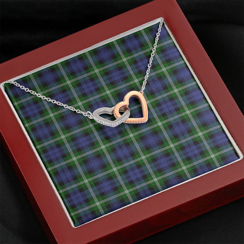 Baillie Modern Tartan Interlocking Hearts Necklace