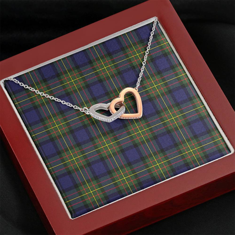 MacLaren Modern Tartan Interlocking Hearts Necklace