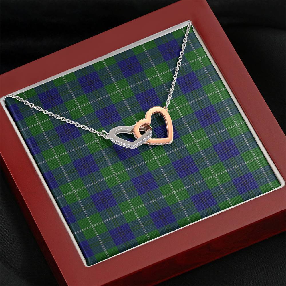 Oliphant Modern Tartan Interlocking Hearts Necklace