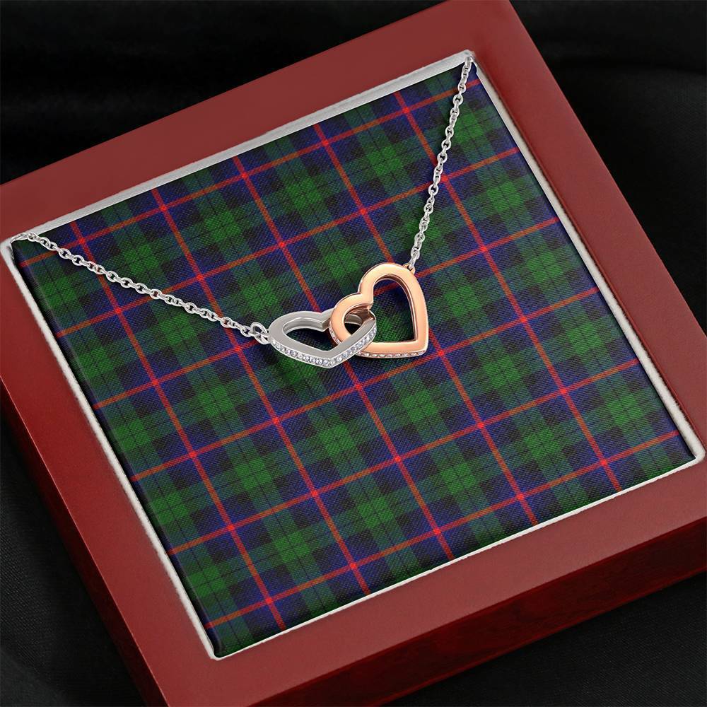 Urquhart Modern Tartan Interlocking Hearts Necklace