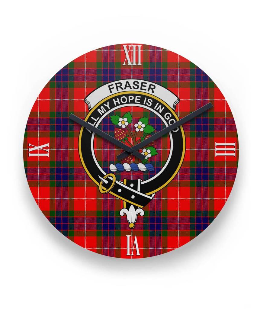 Fraser Modern Tartan Crest Clock