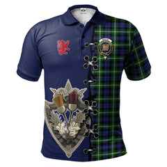 Baillie Modern Tartan Polo Shirt - Lion Rampant And Celtic Thistle Style