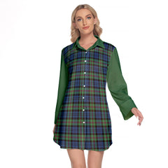 Baird Ancient Tartan Women's Lapel Shirt Dress With Long Sleeve