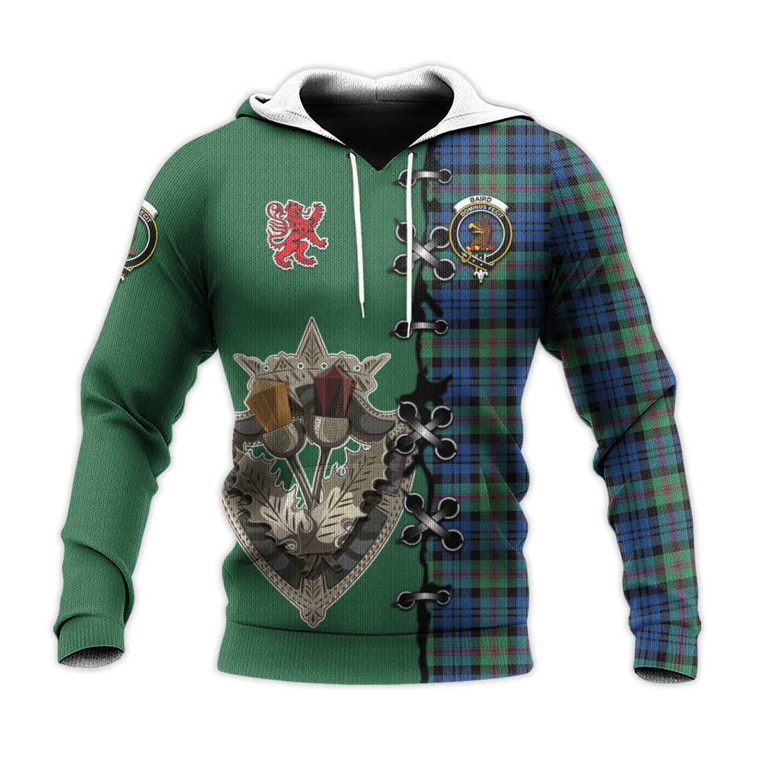 Baird Ancient Tartan Hoodie - Lion Rampant And Celtic Thistle Style