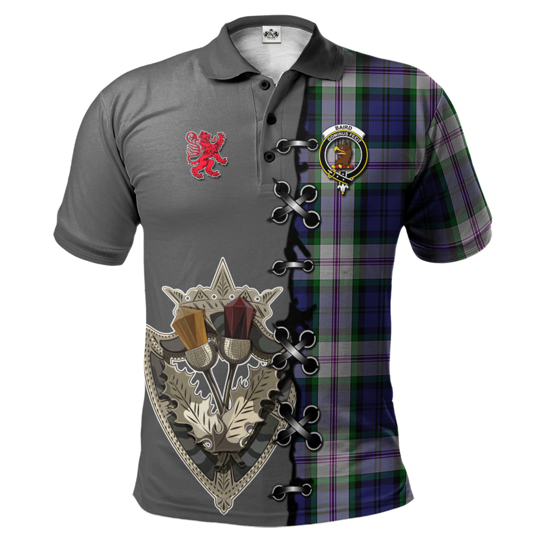Baird Dress Tartan Polo Shirt - Lion Rampant And Celtic Thistle Style