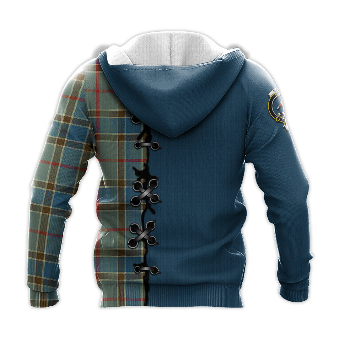 Balfour Blue Tartan Hoodie - Lion Rampant And Celtic Thistle Style