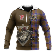 Balfour Modern Tartan Hoodie - Lion Rampant And Celtic Thistle Style