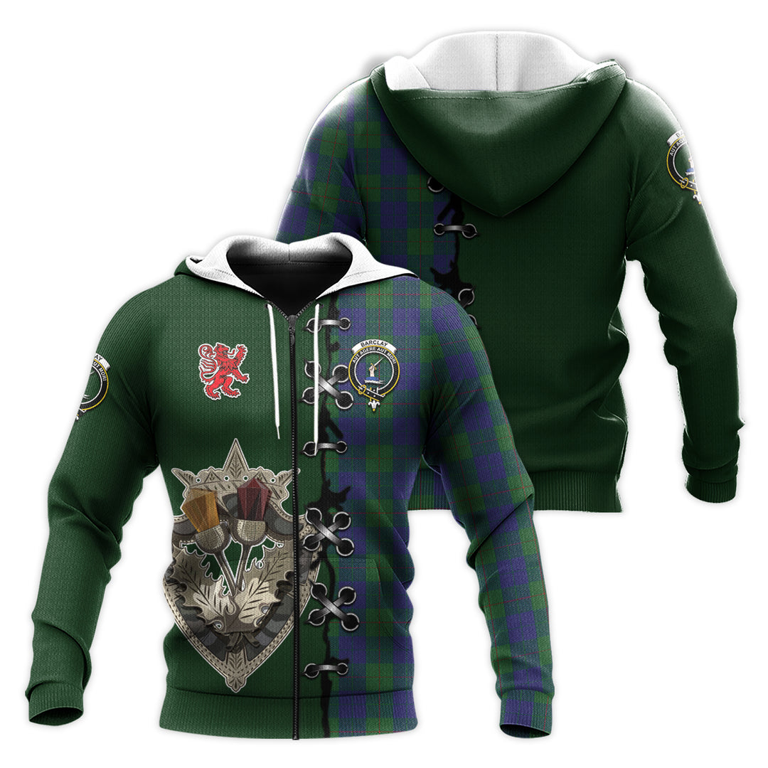 Barclay Tartan Hoodie - Lion Rampant And Celtic Thistle Style