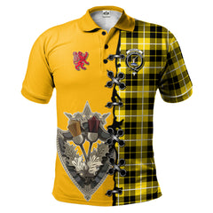 Barclay Dress Modern Tartan Polo Shirt - Lion Rampant And Celtic Thistle Style