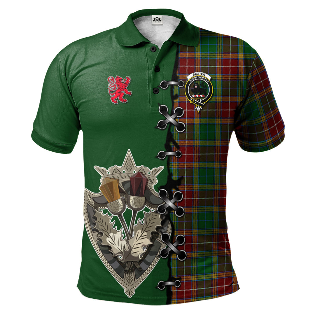 Baxter Tartan Polo Shirt - Lion Rampant And Celtic Thistle Style