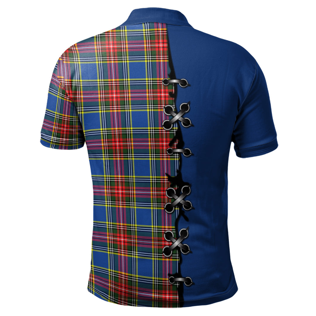 Bethune Tartan Polo Shirt - Lion Rampant And Celtic Thistle Style