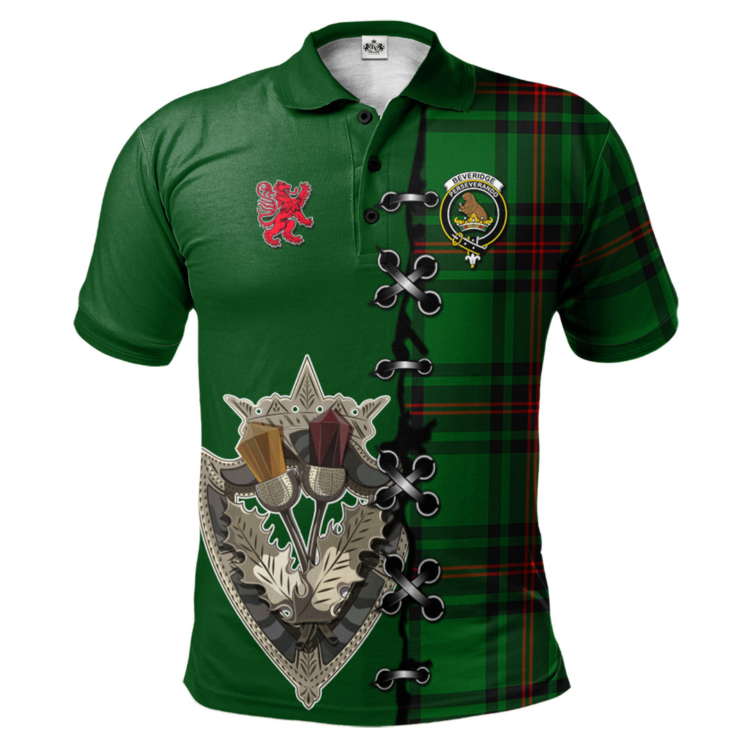 Beveridge Tartan Polo Shirt - Lion Rampant And Celtic Thistle Style