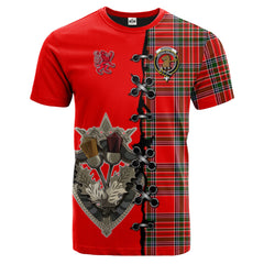 Binning Tartan T-shirt - Lion Rampant And Celtic Thistle Style