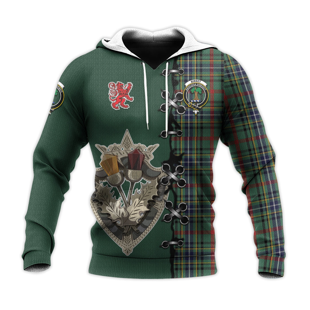 Bisset Tartan Hoodie - Lion Rampant And Celtic Thistle Style