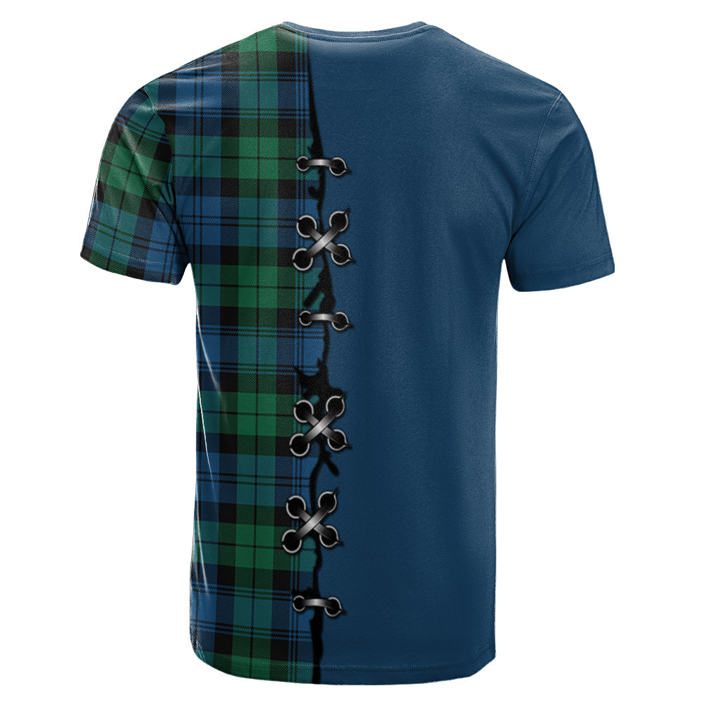 Black Watch Ancient Tartan T-shirt - Lion Rampant And Celtic Thistle Style