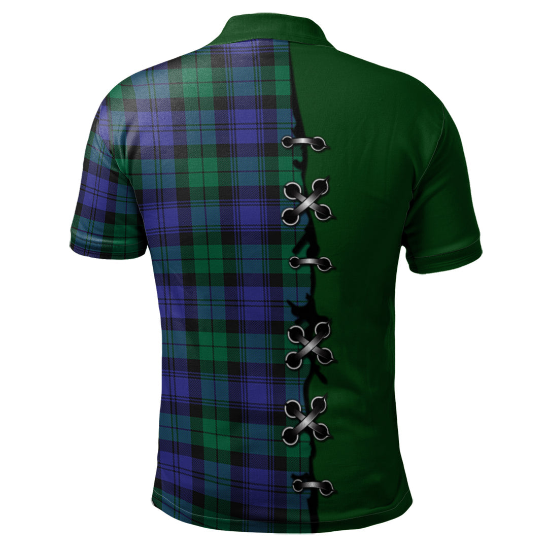 Black Watch Modern Tartan Tartan Polo Shirt - Lion Rampant And Celtic Thistle Style