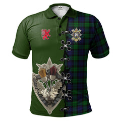 Black Watch of Canada Tartan Tartan Polo Shirt - Lion Rampant And Celtic Thistle Style