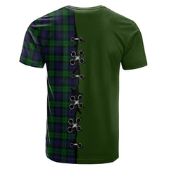 Black Watch of Canada Tartan T-shirt - Lion Rampant And Celtic Thistle Style