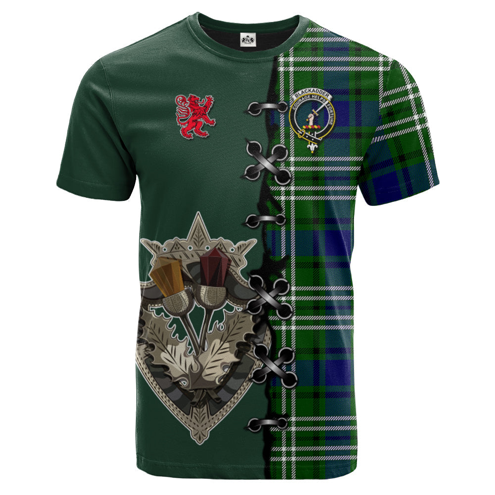 Blackadder Tartan T-shirt - Lion Rampant And Celtic Thistle Style