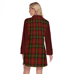 Blackstock Red Dress Tartan Women's Lapel Shirt Dress With Long Sleeve