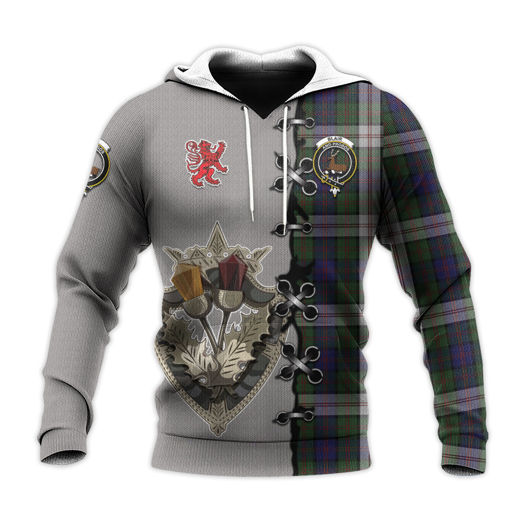 Blair Dress Tartan Hoodie - Lion Rampant And Celtic Thistle Style