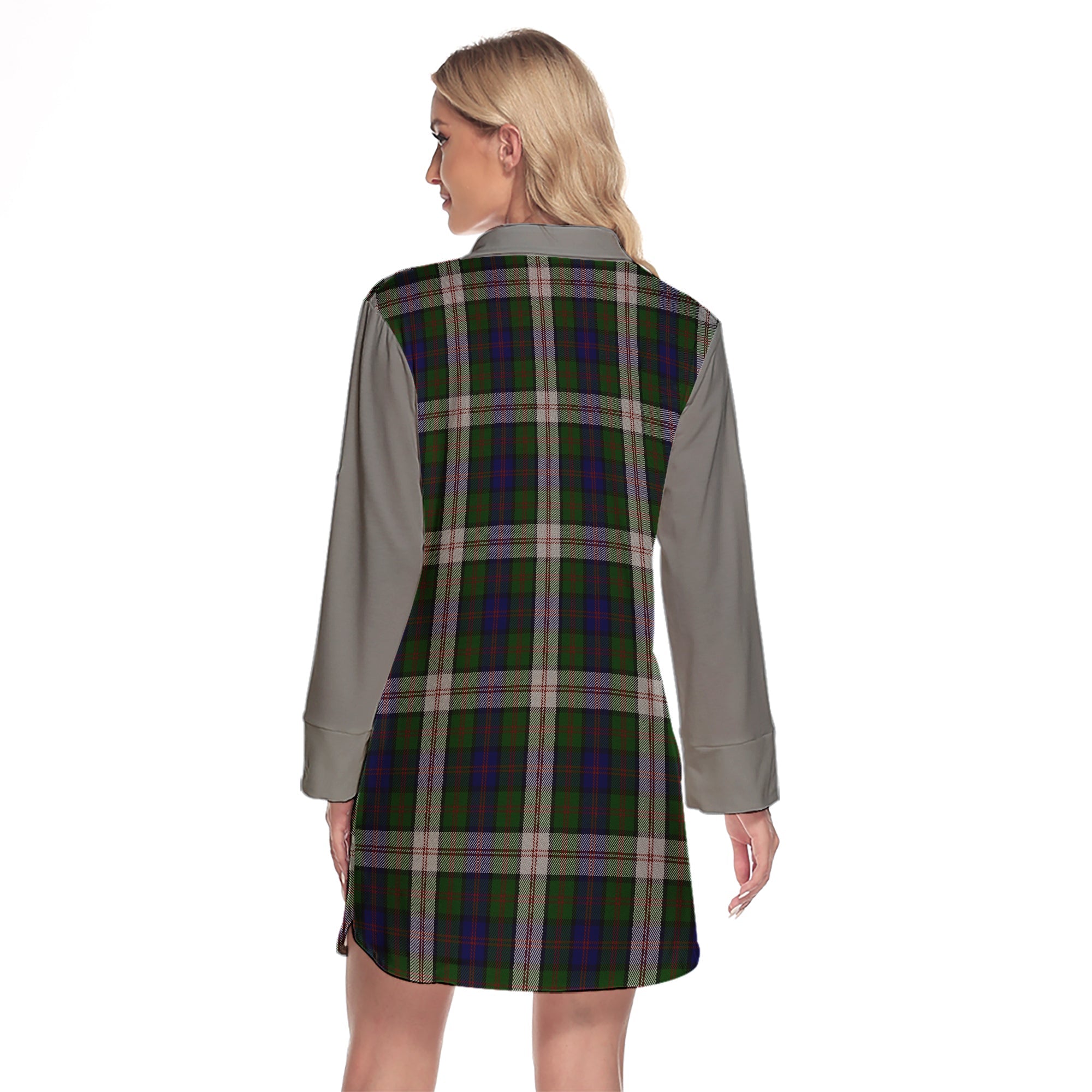Blair Dress Tartan Women's Lapel Shirt Dress With Long Sleeve